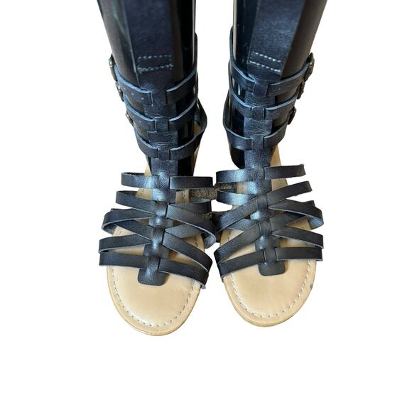 15.5" Tall Gladiator Black Sandals buckle & zipper closing by Just Fab size 7.5 - Picture 8 of 16
